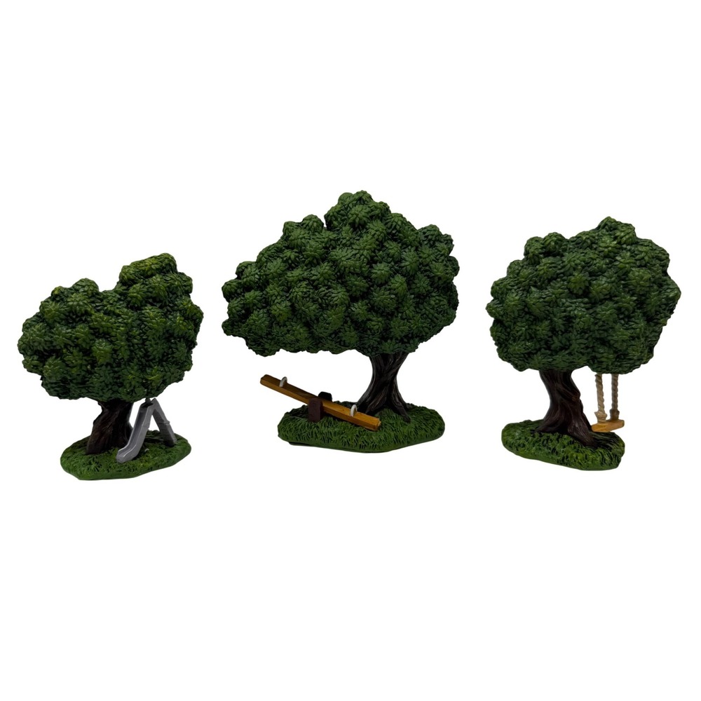 Hawthorne Village Summertime Fun Seasonal Splendor Sculpted Trees Green 3pc Set